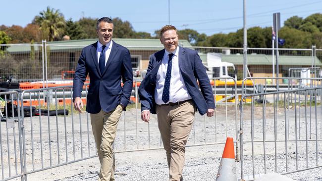 Premier Peter Malinauskas with Labor's candidate for Black, Alex Dighton on October 8. Picture: Kelly Barnes