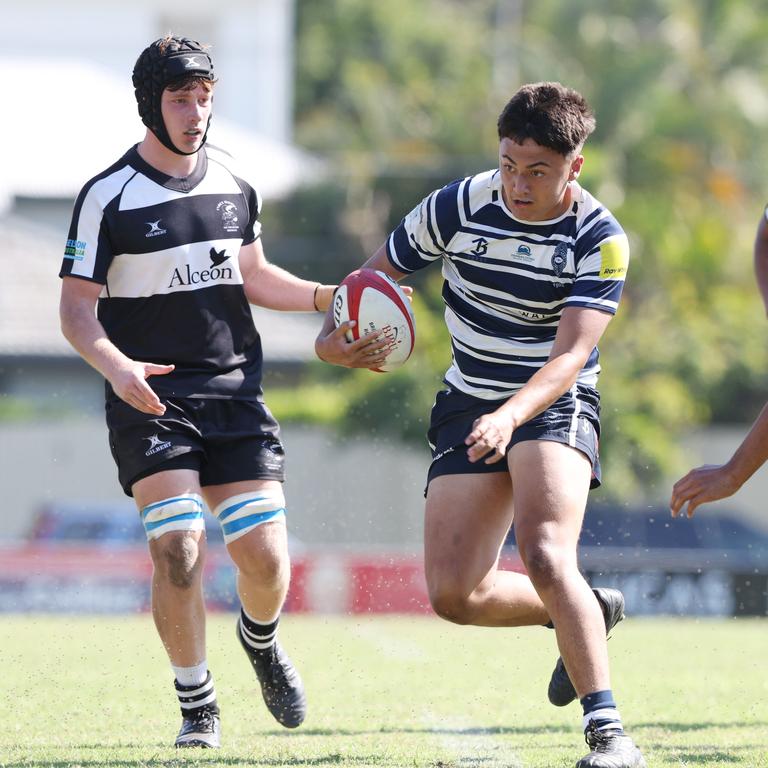 Action from the Under 16 Brisbane junior rugby league grand final between Brothers and Souths at Norman Park. Picture Lachie Millard