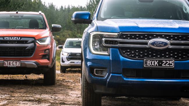 Dual-cab ute comparison test: Ford Ranger XLT, Toyota HiLux SR, Isuzu D-Max X-Terrain.