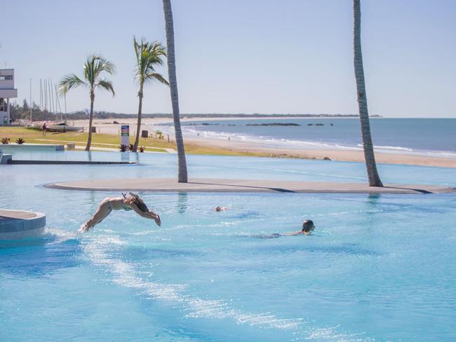 DIVING IN: Visitors to the Capricorn Coast can once again splash around in the Yeppoon Lagoon.