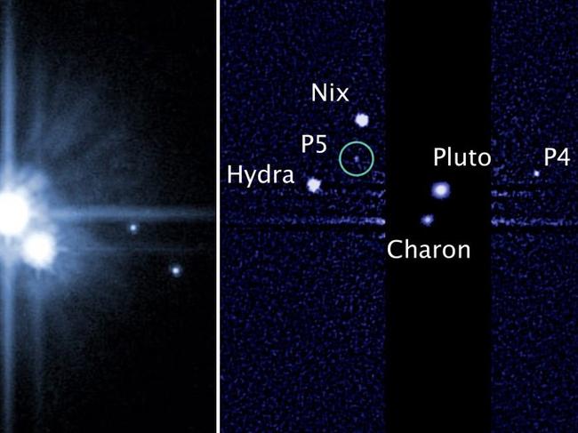 Myriad moons ... Dwarf planet Pluto has plenty of friends in its long journey. Source: Supplied