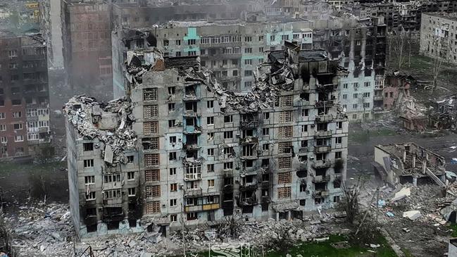 Destruction in the city of Bakhmut, Donetsk region, amid the Russian invasion of Ukraine. It’s much harder on the Ukrainians than it is on us. Picture: Armed Forces of Ukraine/AFP