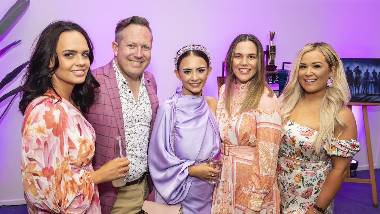 At Toowoomba Hospital Foundation's Women of Strength luncheon are (from left) Mikaela Henry, Stephen Henry, Kate Ruijter, Nicole Carlile and Tori Sergent at Rumours International, Friday, August 19, 2022. Picture: Kevin Farmer