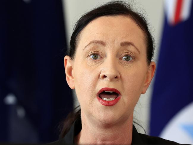 Premier Annastasia Palaszczuk holds a Covid press conference with Health Minister Yvette D'Ath (pictured) at 1 William Street in Brisbane. Pics Adam Head