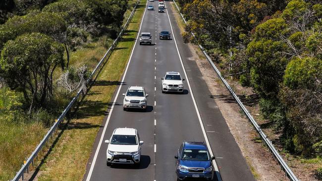 A P-plater had his car impounded after an extra passenger was found in the boot at a breath-testing site on the Mornington Peninsula Fwy on Thursday. File picture.