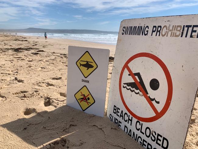 Main Beach was closed on Saturday after the shark attack.