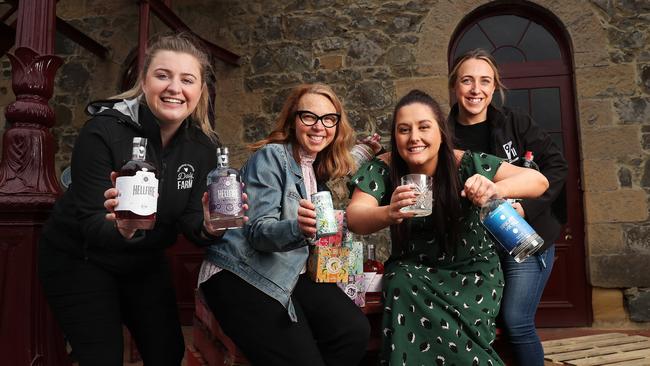 Ruby Daly of Hellfire Bluff Distillery, Dina Gregson of Tasmanian Tonic Company, Nicole Fisher owner of Ginuary, and Sharni Wise retail operations manager of 9/11 at the launch of Ginuary gin festival held earlier this year. Picture: Nikki Davis-Jones