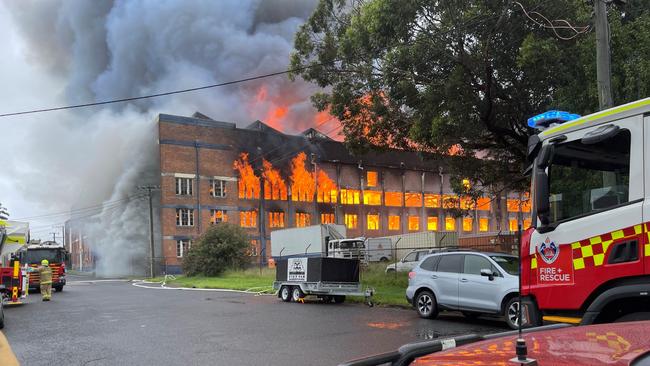 Firefighters were battling the blaze in an old warehouse on Annie Street, Wickham. Picture: Fire and Rescue NSW.