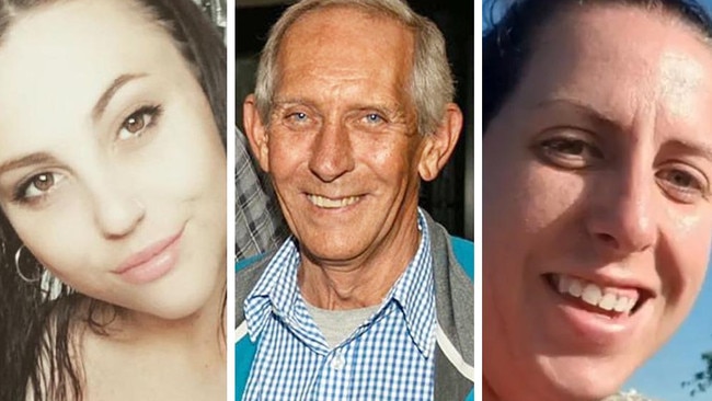 (L-R): Gypsy Satterley, Terry Bishop and Jessica Townley were all victims of a triple-fatal crash at Federal.