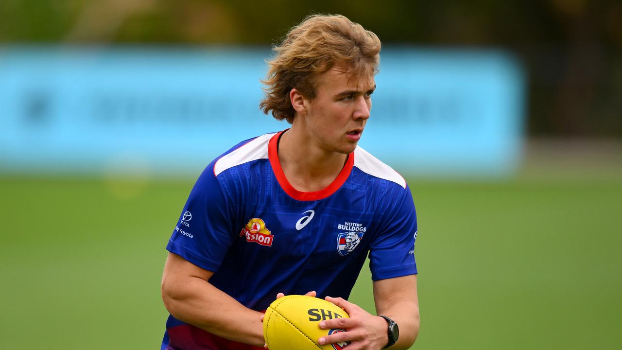 Draftee Ryley Sanders has already made his mark at the Bulldogs. Picture: Morgan Hancock/Getty Images