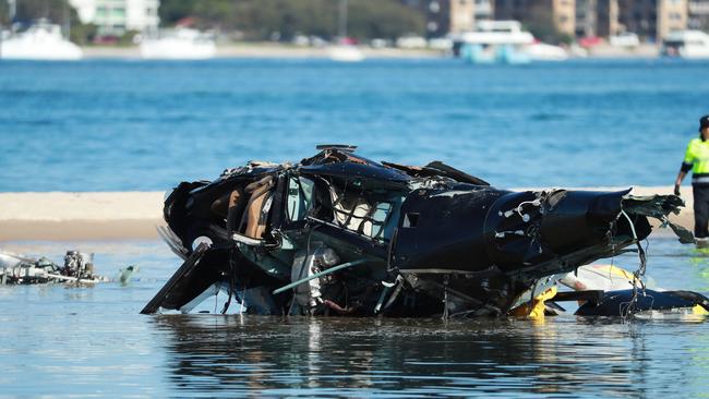 One of the helicopters broke apart in the air. Picture: NCA NewsWire / Scott Powick