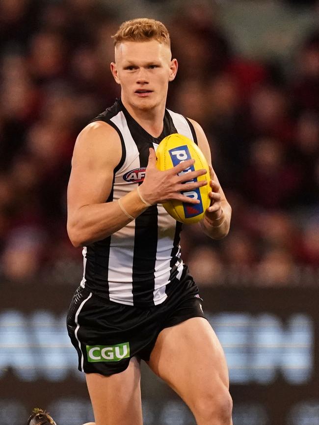 Adam Treloar of the Magpies is a leading Brownlow hope. Picture: AAP Image/Scott Barbour