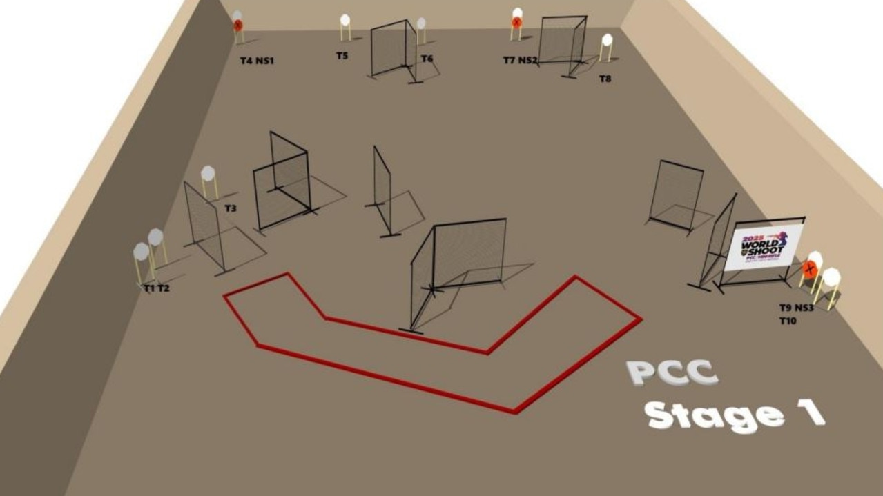 An example of a PCC shooting stage from the 2025 World Shoot general information. Photo credit: IPSC