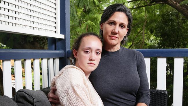 Liesel Dray and her daughter Josie, 16, at home in Ashgrove. Picture: AAP/Claudia Baxter