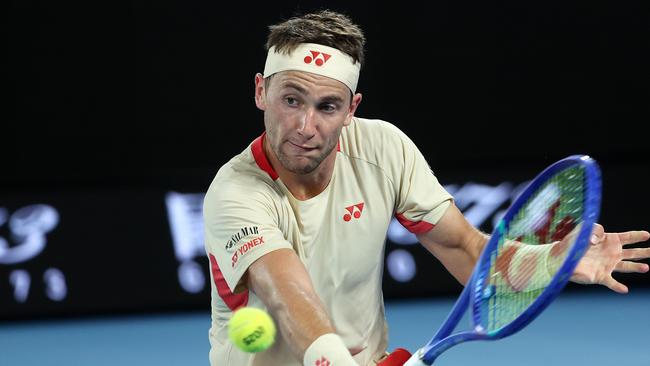 MELBOURNE, JANUARY 12, 2025: 2025 Australian Open Tennis, Day One. Casper Ruud in action against Jaume Munar on Rod Laver Arena. Picture: Mark Stewart