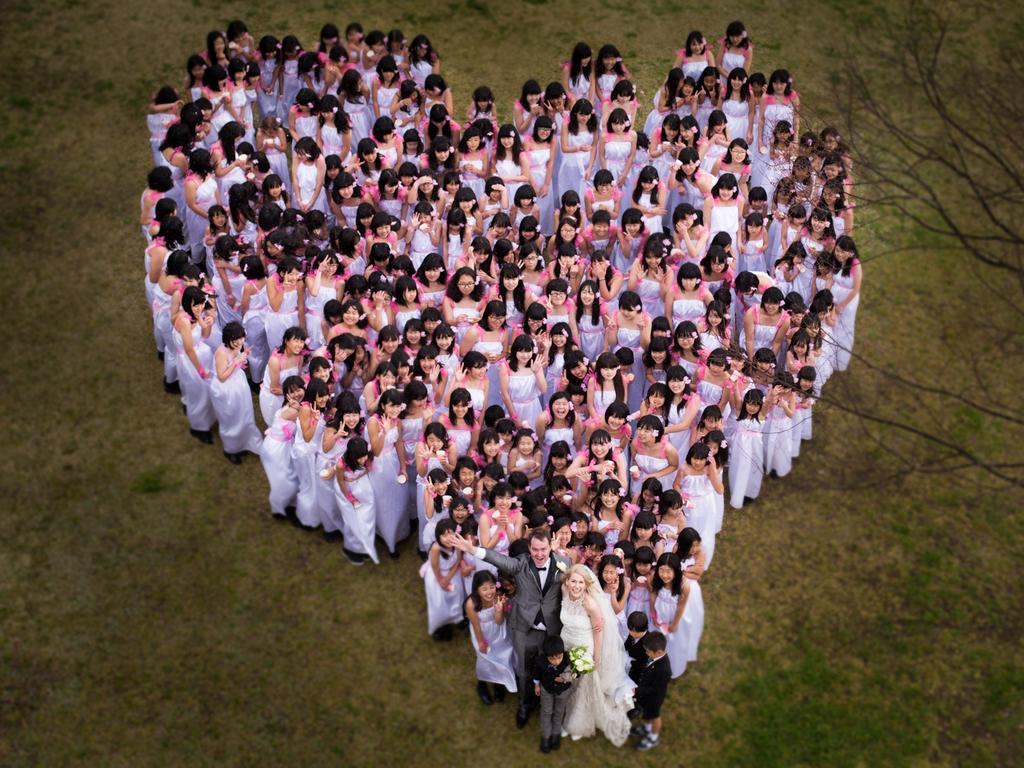 ****NEWS CORP EXCLUSIVE - EMBARGOED FOR 12.01am THURSDAY SEPTEMBER 6, 2018****  GUINNESS WORLD RECORDS 2019
The most flower girls in a wedding is 253, and was achieved at the wedding of Charlene Pearson and Leon Watts (both Australia) in Hita, Japan, on 2 April 2017