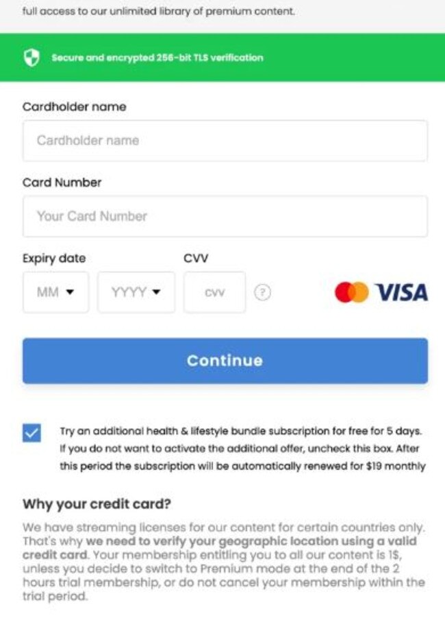 Participants were told they needed to enter their credit card details to receive their prize. Picture: CJ&amp;CO