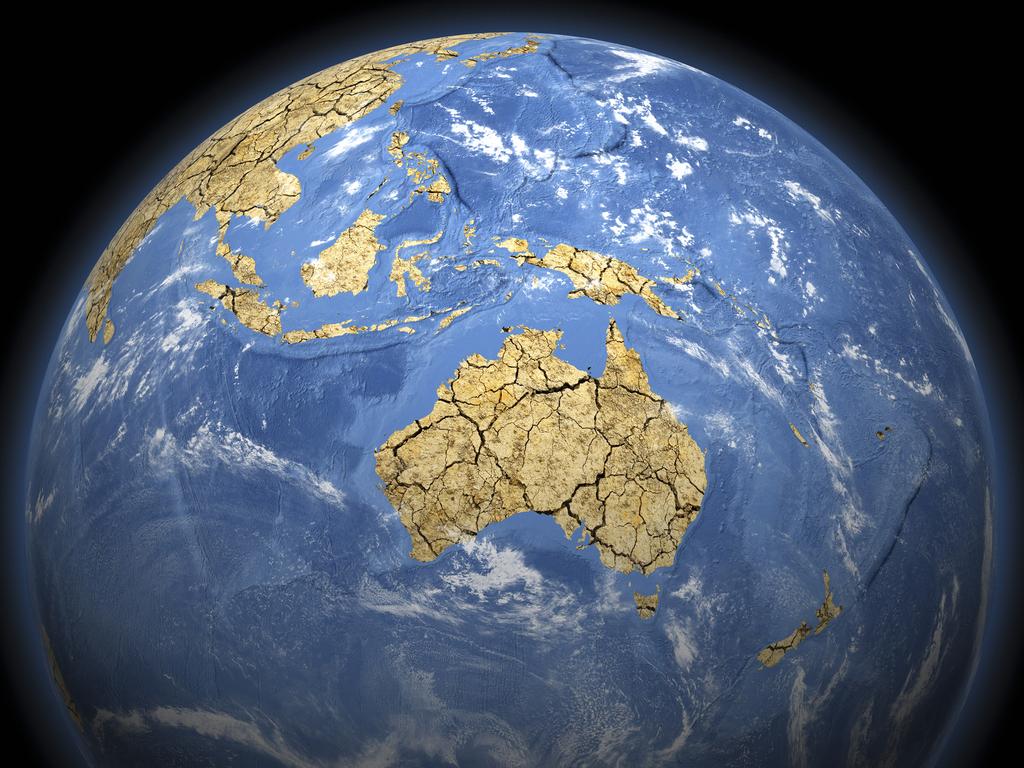 3D rendered model of the effects of extreme climate change on the earth. Centred on Australasia.Click below for related images from my portfolio:
