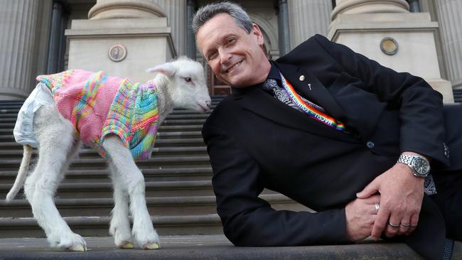 Andy Meddick from the Animal Justice Party once brought a lamb to parliament. Picture: David Crosling