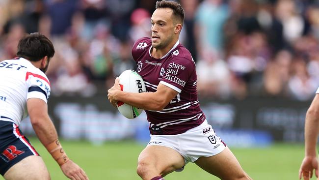 SYDNEY, AUSTRALIA - MARCH 17: LukeÃÂ Brooks of the Sea Eagles ruduring the round two NRL match between Manly Sea Eagles and Sydney Roosters at 4 Pines Park, on March 17, 2024, in Sydney, Australia. (Photo by Cameron Spencer/Getty Images)