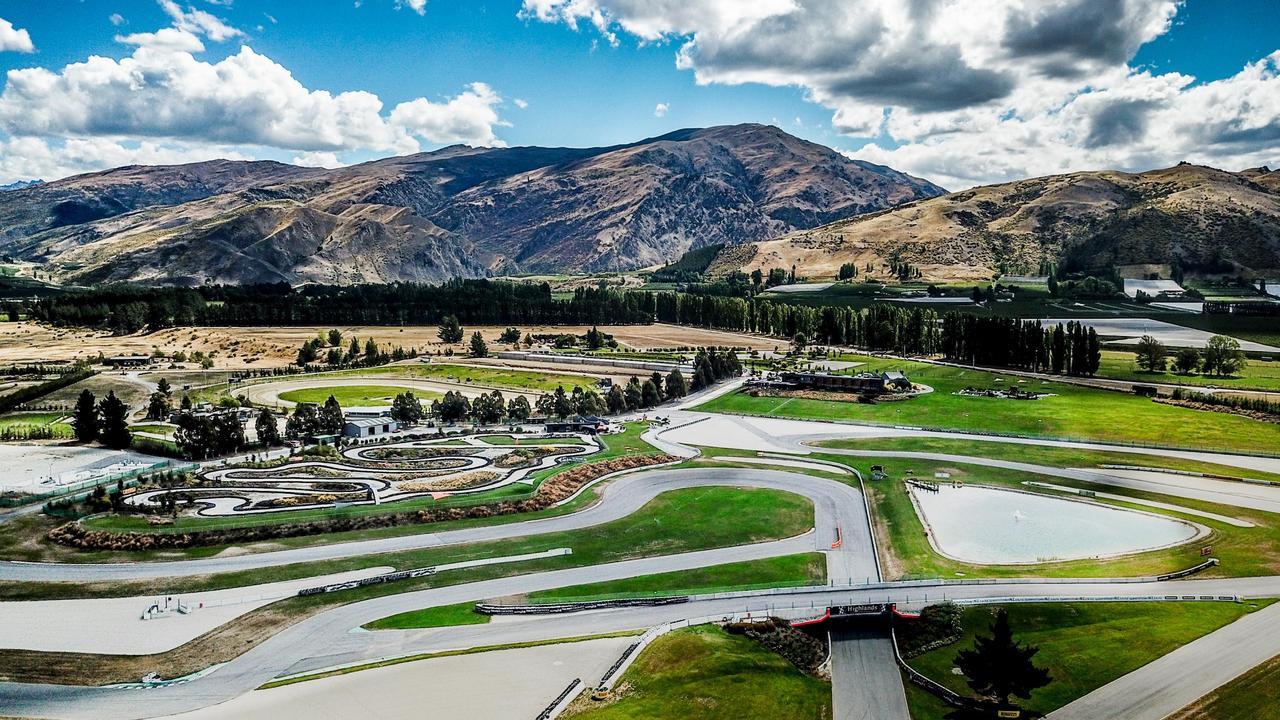 Lap of the gods: The Pisa Range looms over Highlands; go-kart track, centre left