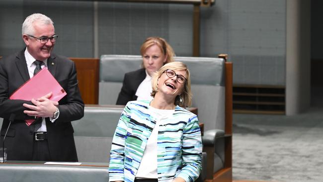 Zali Steggall thanks supporters after delivering her maiden speech. Picture: AAP.