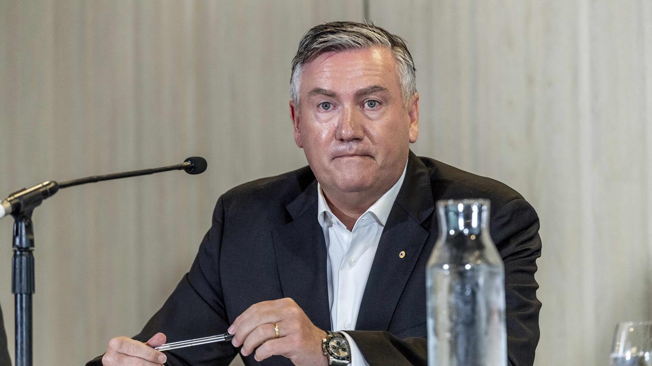 Eddie McGuire after releasing the Do Better report. Picture: Jake Nowakowski