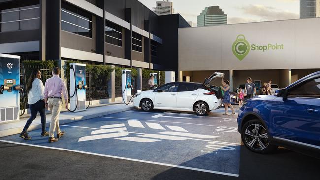 A concept image of a supercharging station owned by Brisbane-based EV specialist Tritium.