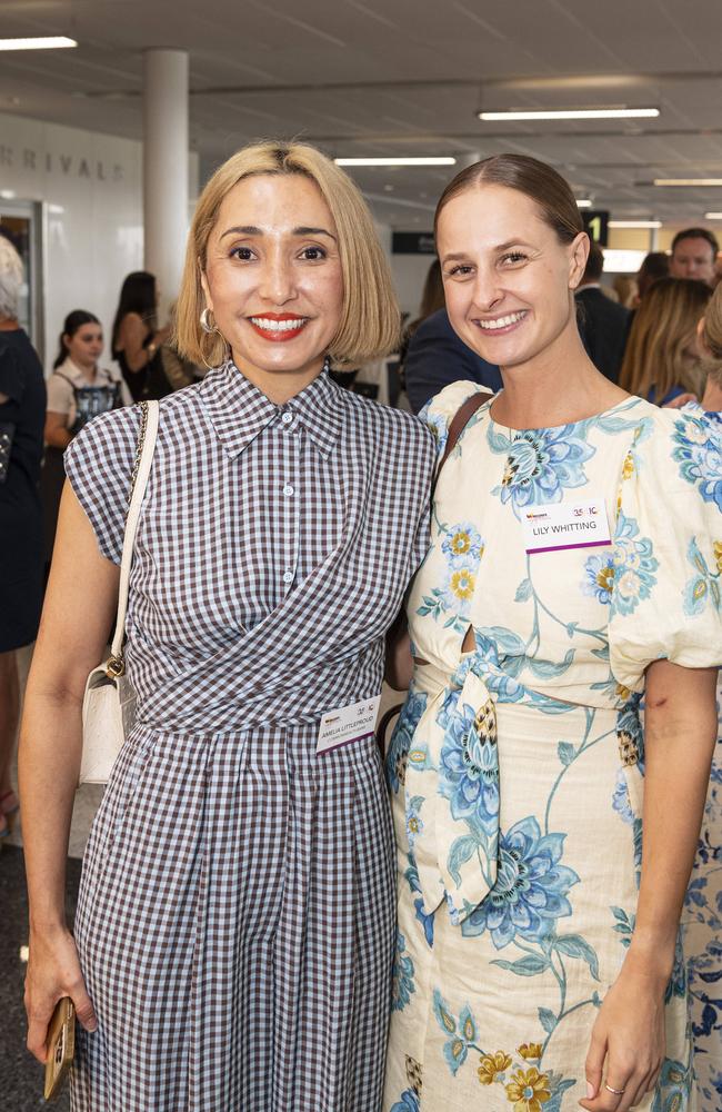 Amelia Littleproud (left) and Lily Whitting as the Wagner family celebrate 35 years of business and a decade of Toowoomba Wellcamp Airport, Friday, November 8, 2024. Picture: Kevin Farmer