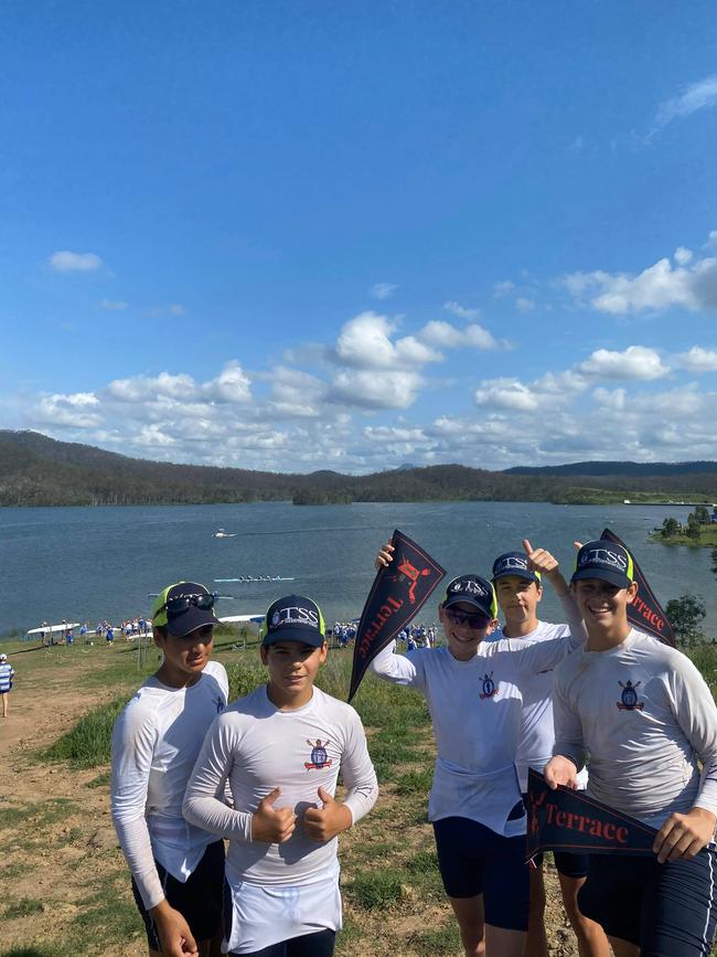 The undefeated TSS year 9 crew after winning one of five regattas. SUPPLIED