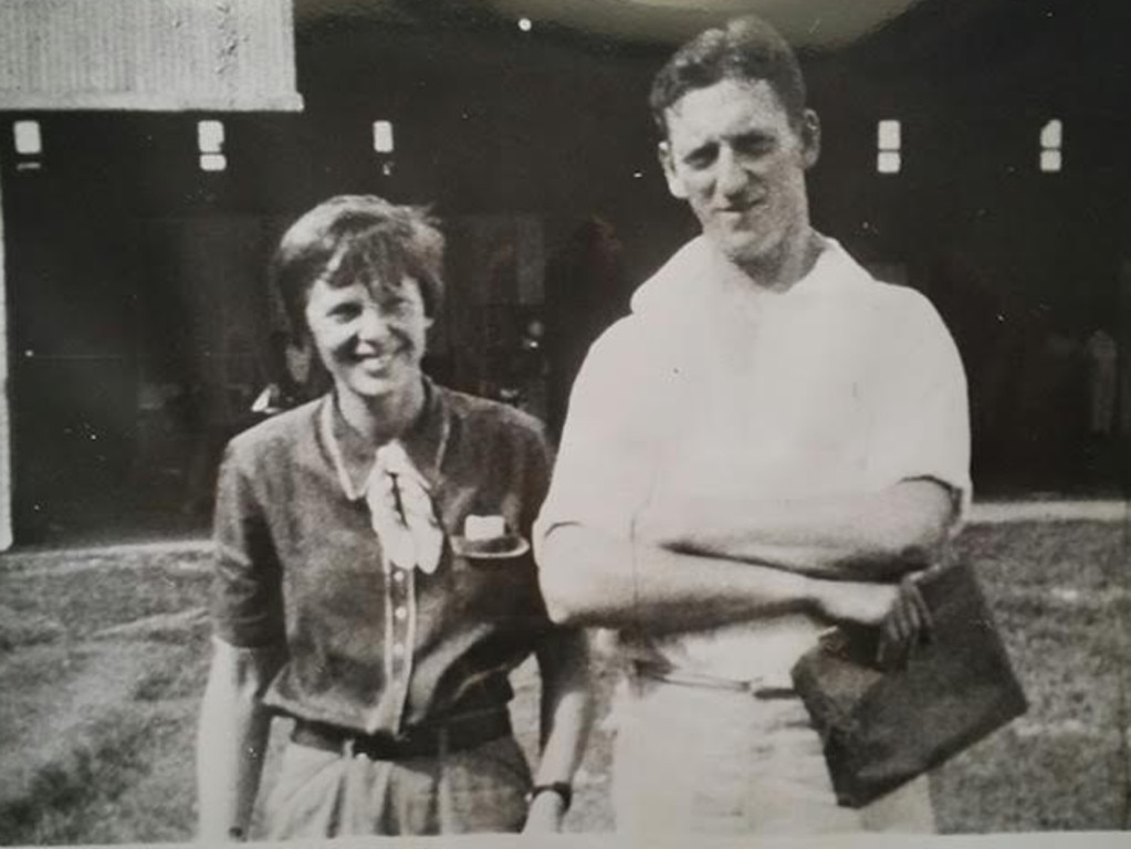 This is the last known still pic of Amelia Earhart and Fred Noonan, taken at Lae, New Guinea after leaving Darwin, never to be seen again. Picture: Courtesy of Remember Amelia, the Larry C. Inman Historical Collection on Amelia Earhart.