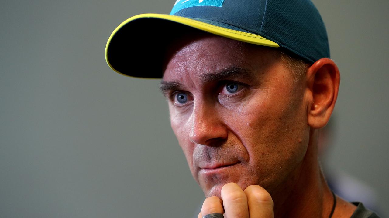 Australian cricket coach Justin Langer speaks to the media during a press conference in Perth, Tuesday, December 10, 2019. (AAP Image/Richard Wainwright) NO ARCHIVING