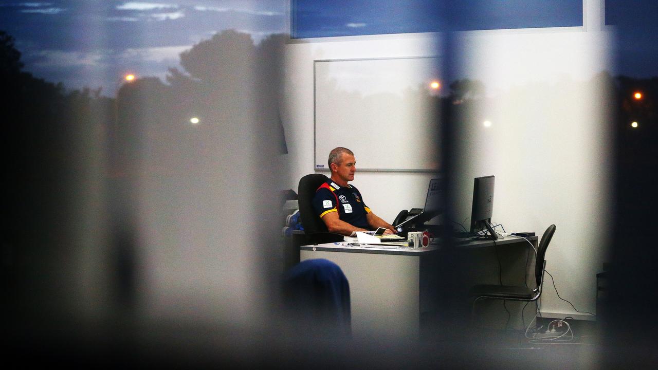 Crows coach Phil Walsh starting his day at the Adelaide Football Club. Photo Sarah Reed