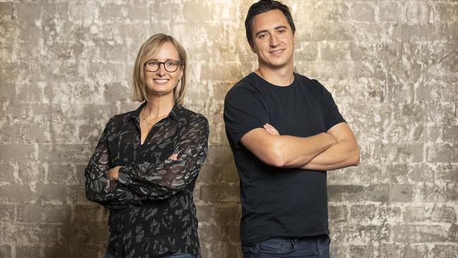 Elula co-founders Sarah Russell and Josh Shipman pictured at their office in Sydney. Picture: NCA NewsWire / Christian Gilles