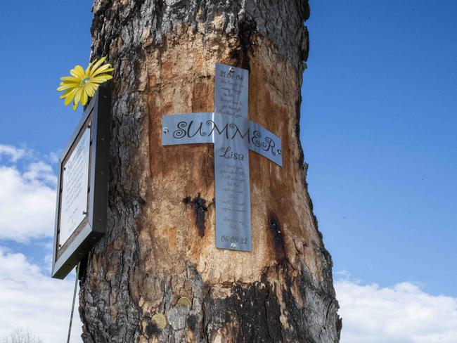 Tributes, flowers and other memorials were left at the crash site. Picture: NewsWire/ Monique Harmer