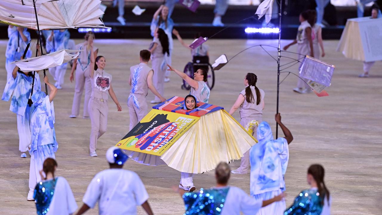 Performers take part in the opening ceremony for the Commonwealth Games