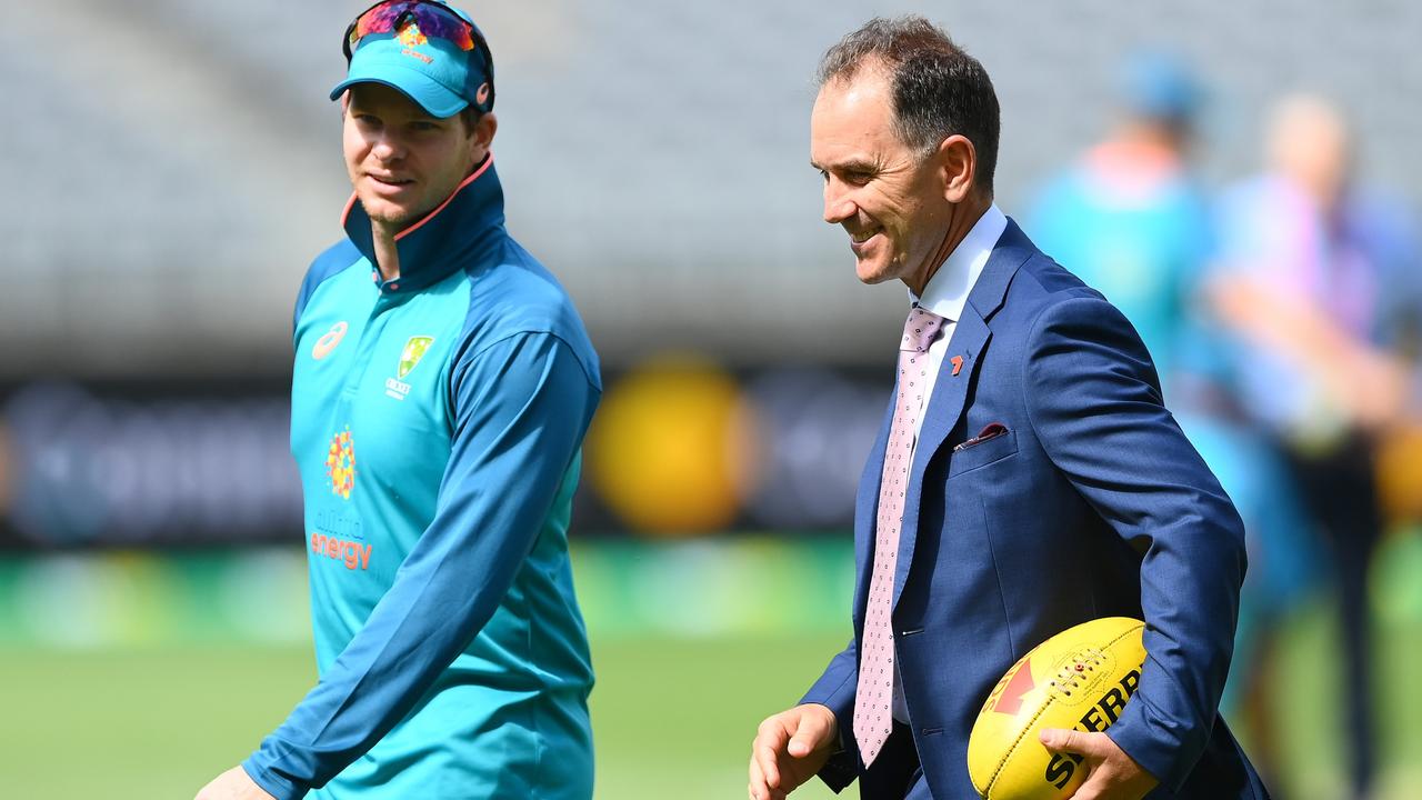 Langer has moved into a commentary role after departing the Cricket Australia coaching position. Picture: Getty Images