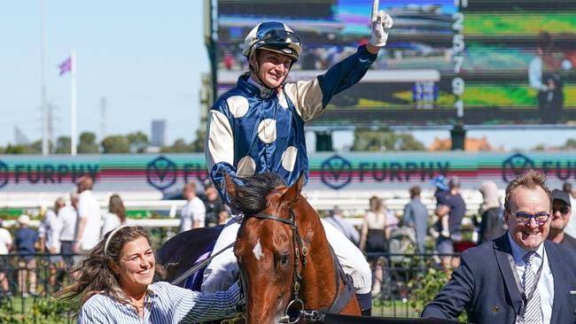 Jamie Kah after winning the Group 1 Black Caviar Lightning on Coolangatta in February this year.