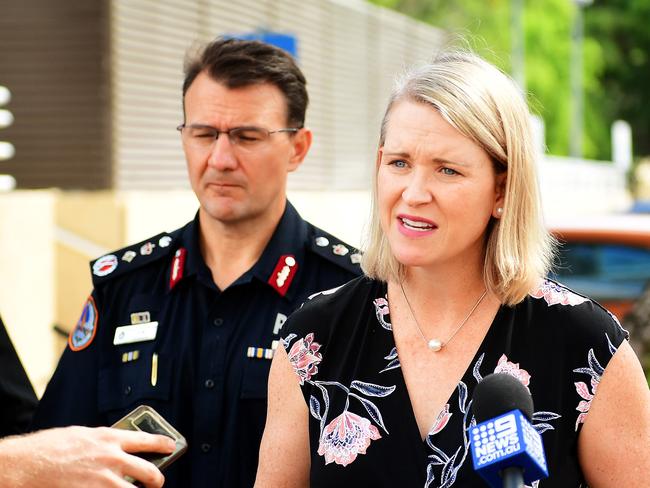 Acting NT Chief Minister Nicole Manison and NT Police Commissioner Reece Kershaw address the media on Wednesday morning regarding the alleged assault. Picture: Justin Kennedy