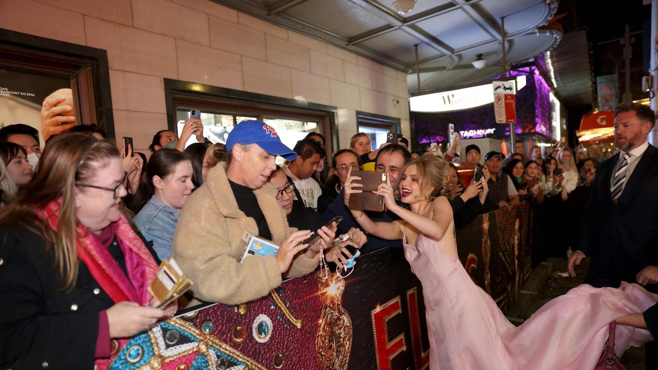 Olivia DeJonge gets photos with fans at the Sydney premiere of Elvis, The State Theatre, Sydney CBD. Picture: Damian Shaw