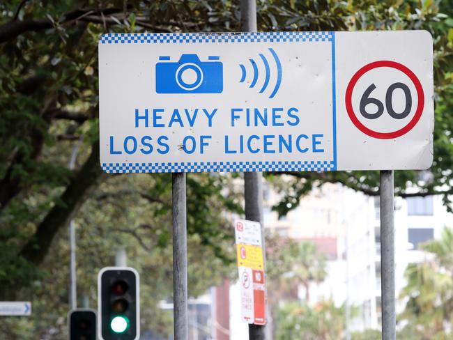 Pictured is a speed camera warning sign at Bayswater Road in Rushcutters BayPicture: Richard Dobson