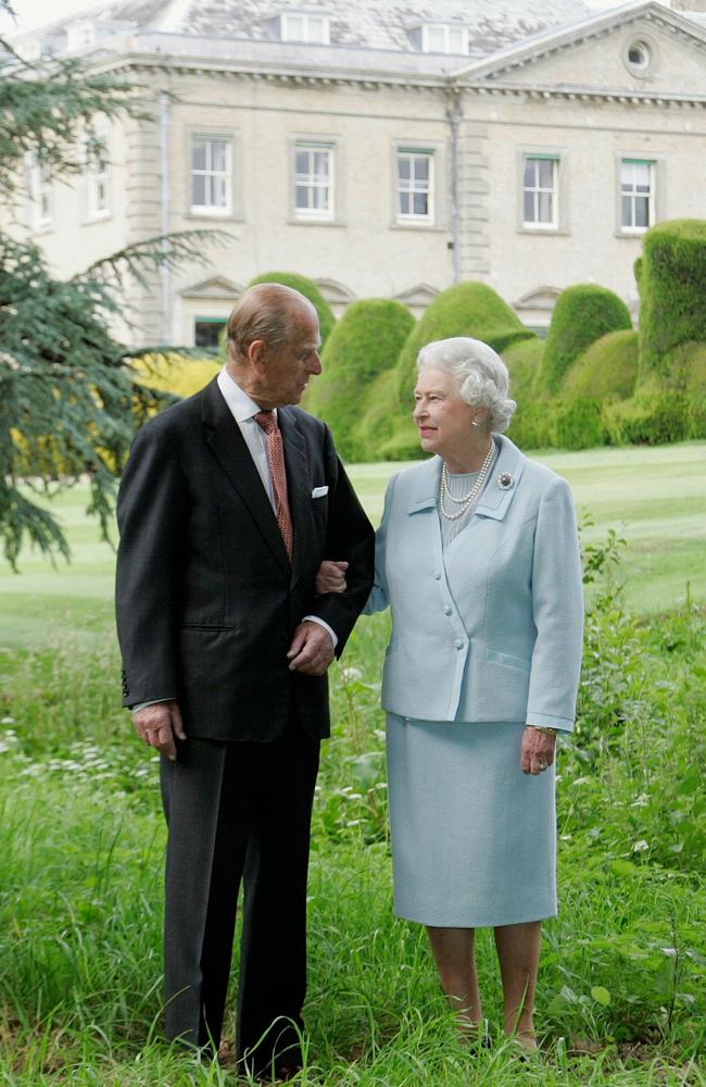 Prince Philip and Queen Elizabeth in an official portrait released by Buckingham Palace to mark the couple's diamond wedding.