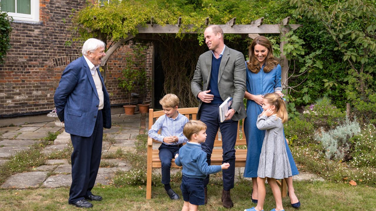 The family with Sir David Attenborough in 2020. Picture: Kensington Palace via Getty Images