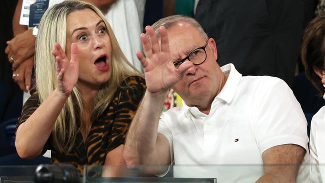 The happy couple at the 2024 Australian Open men’s final. Picture: Getty Images