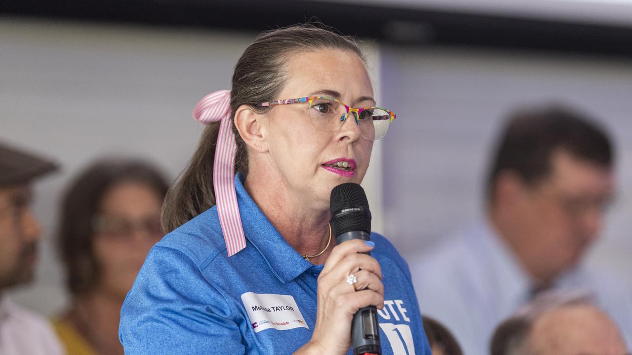 Candidate Councillor Melissa Taylor speaking at Toowoomba Decides Toowoomba Regional Council candidate forum at Toowoomba Turf Club, Thursday, March 7, 2024. Picture: Kevin Farmer