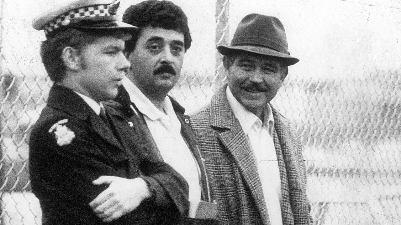 Melbourne Calabrian mafia Godfather Liborio Benvenuto (right with hat), who died in 1988 after anointing Giuseppe “Joe” Arena to replace him as head of the Italian secret society. Arena was murdered six weeks after Benvenuto died of natural causes.