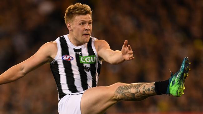 Expect to see plenty of Jordan de Goey and the Pies under the Friday night lights. Picture: AAP