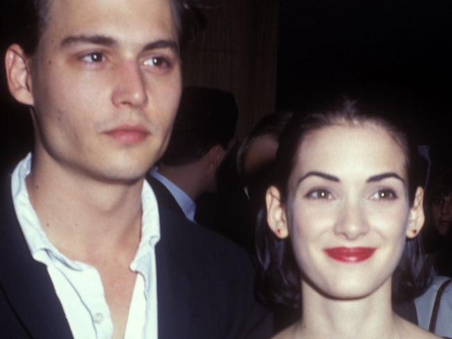 Johnny Depp and Winona Ryder during "Mermaids" Premiere at The Academy in Beverly Hills, California, United States. (Photo by Barry King/WireImage)