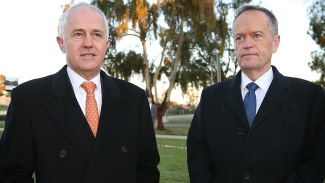 Prime Minister Malcolm Turnbull and Opposition Leader Bill Shorten in Canberra. Picture: Kym Smith.