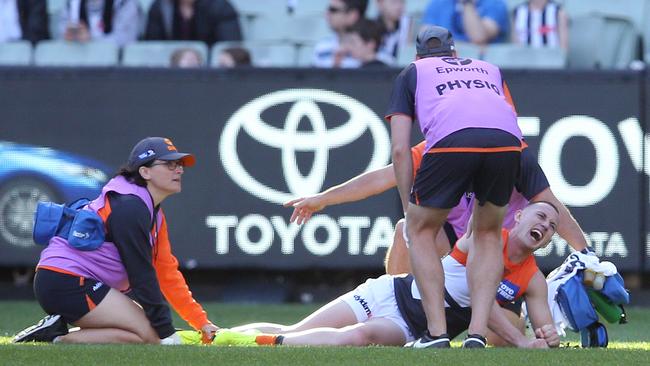 Tom Scully has also suffered a serious leg injury. Picture: Michael Klein.